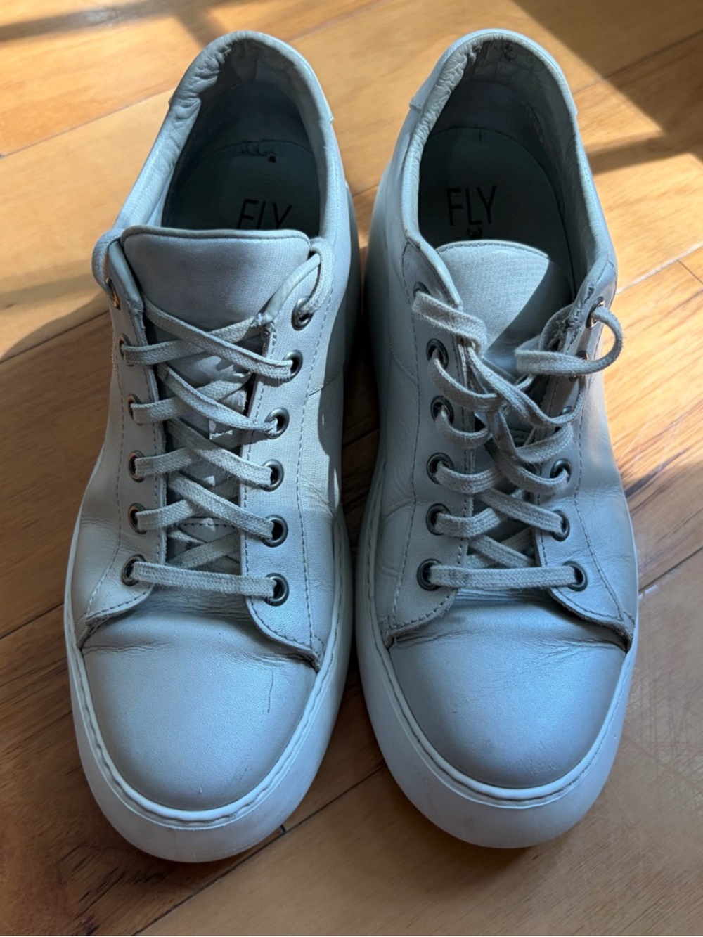 Fly London DELF Leather Silver Platform Sneakers - Portugal - EU 39 / US 8-8.5 - Picture 2 of 10